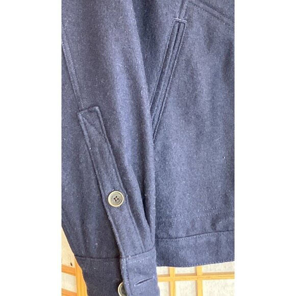 Men’s Timberland Button Down Navy Blue Wool Barn Jacket, Fully Lined, Pockets - Picture 4 of 11